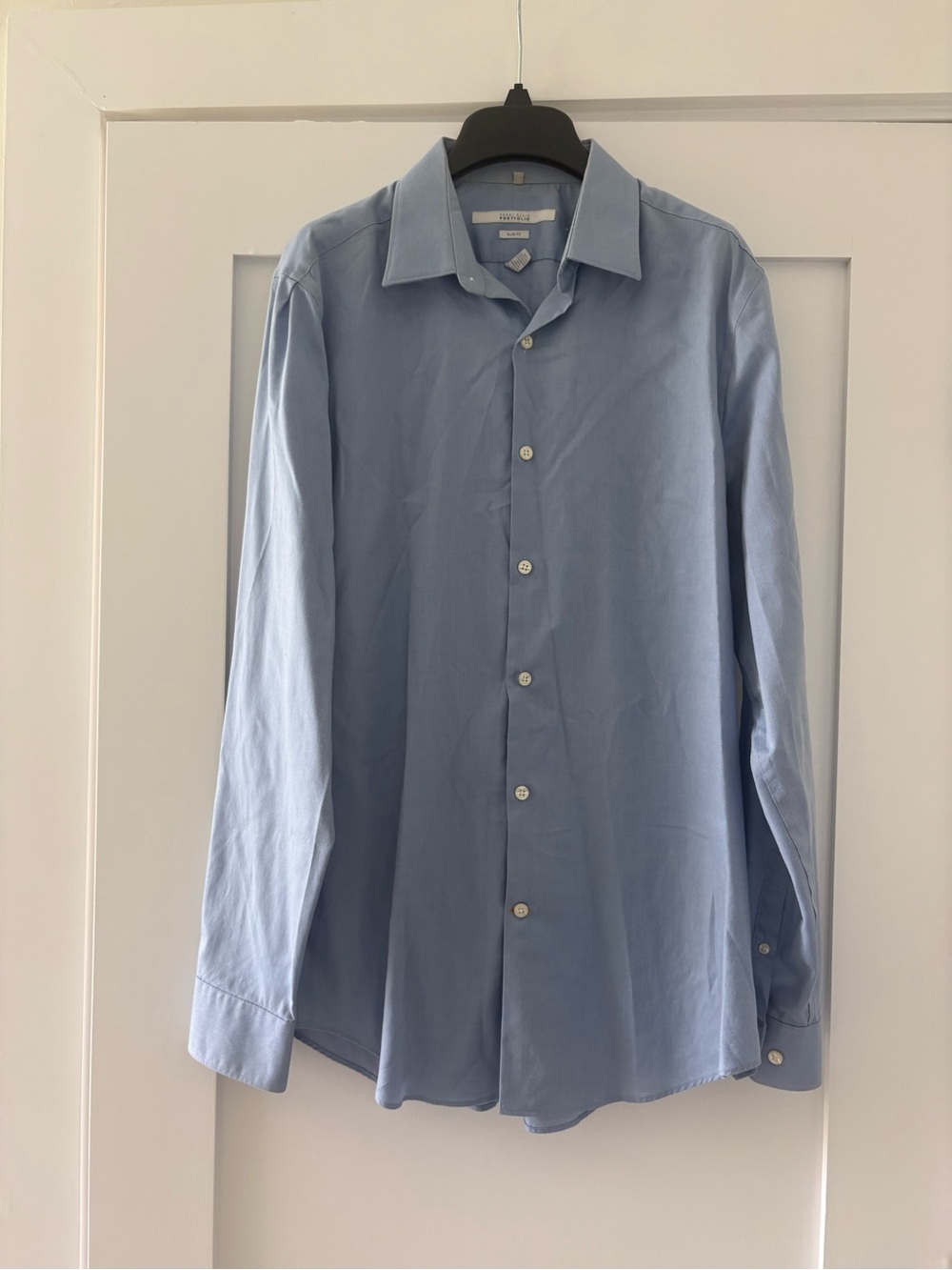Perry Ellis Portfolio Mens Blue Slim Fit Dress Shirt 15.5 34/35
